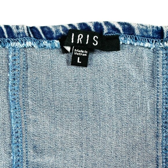 Denim Corset-Style Mini Dress W/ Front Zipper Closure By Iris Size L - Picture 5 of 14
